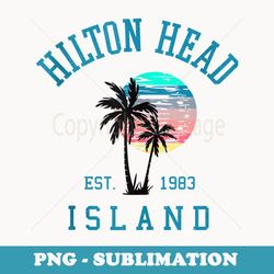 hilton head island south carolina beach palm trees summer - decorative sublimation png file