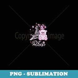 cool floral paris teddy bear illustration graphic designs - aesthetic sublimation digital file