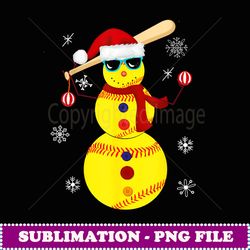 christmas softball bat snowman santa snowflake youth - premium png sublimation file