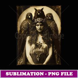 vintage witch sorceress with raptor birds 1910s photography - premium sublimation digital download