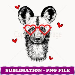 african wild dog with heart glasses valentines day - elegant sublimation png download