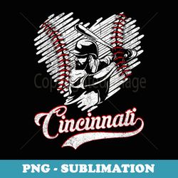 vintage cincinnati cute baseball heart lover - creative sublimation png download