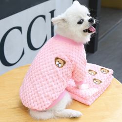 2024 new warm fleece pet clothes - cute print coat - small medium dog cat shirt jacket - teddy french bulldog chihuahua