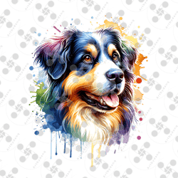 australian shepherd digital portrait, illustration, instant download, gift for father's day