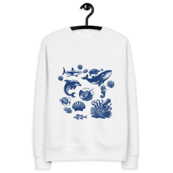 vintage 90s tattoo sea animal, retro ocean nature, sealife, ocean, whale, orca, turtle, dolphin, unisex eco sweatshirt