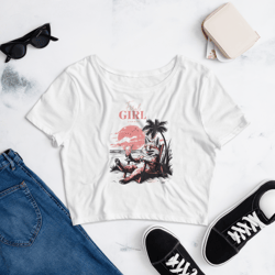 feral girl summer, women’s crop tee