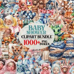 1000 baby shower watercolor clipart bundle