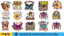 15 designs butterfly sublimation bundle