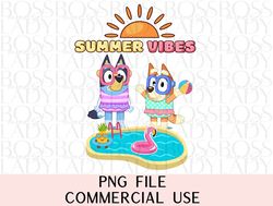 bluey bingo summer vacation vibes pool party png sublimation trendy graphics instant downloadable design kids toddlers b