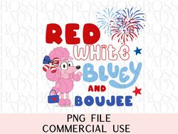 bluey coco 4th of july red white & bluey patriotic america fireworks png sublimation trendy graphics design kids toddler