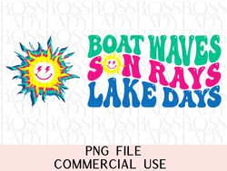 boat waves sun rays lake days retro smiley face lightning bolt eyes summer beach vacation png sublimation t shirt & faux