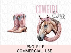 coquette cowgirl coastal horse lover pink bow soft girl aesthetic trendy graphics double sided hoodie png design instant