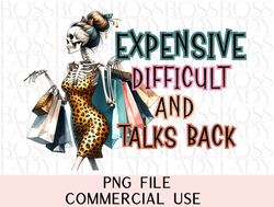 expensive difficult and talks back mom skeleton shopping funny saying retro trendy graphics png sublimation faux hat pat