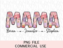 floral mama png t-shirt personalized with kids names custom ma ma tshirt mothers day gift tee flowers sweatshirt newly m