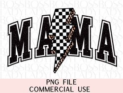 mama checkered retro lightning bolt leopard print