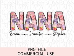 personalized floral nana with grand kids names png design custom na na est 2024 diy mothers day gift tshirt mug tote aff
