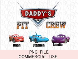 personalized lightning mcqueen car lover daddys pit crew with kids names trendy graphics png sublimation instant downloa