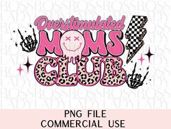 retro overstimluated moms club melted smiley face checkered lightning bolt leopard trendy png sublimation faux hat patch