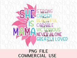 she is mama mother hood bible verse quote png svg sublimation trendy graphics instant downloadable printable cricut frie