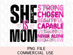she is mom distressed bible verses christian blessed png sublimation printable trendy graphics clipart instant downloada