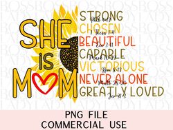 she is mom sunflower bible verse quote birthday gift trendy graphics sublimation design instant downloadable printable c