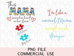 this mama wears her heart on her sleeve autism awareness personalized with kids names puzzle pieces trendy graphics png