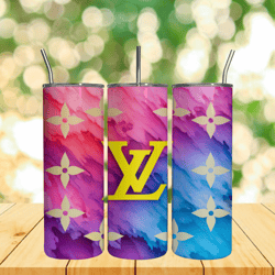 lv logo flower 3d tumbler wrap design