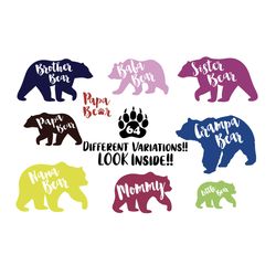 bear family svg files for silhouette, files for cricut, svg, dxf, eps, png instant download