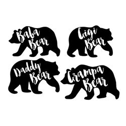 family bear svg files for silhouette, files for cricut, svg, dxf, eps, png