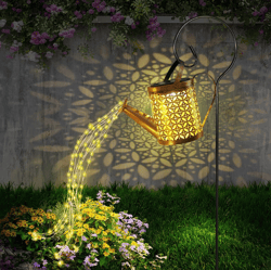 solar watering can lights, cascading fairy lights, garden decor, home decor, garden tools