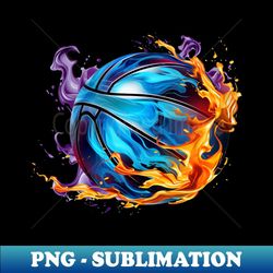 abstract burning basketball ball - retro png sublimation digital download