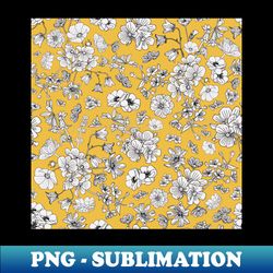 floral pattern on mustard - aesthetic sublimation digital file
