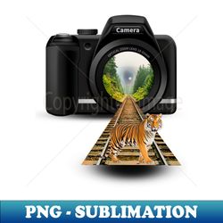 tiger on train line photography - vintage sublimation png download