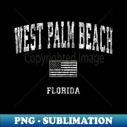west palm beach florida fl vintage american flag - decorative sublimation png file