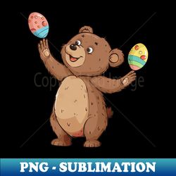 easter bear balancing easter eggs cute cartoon design - vintage sublimation png download