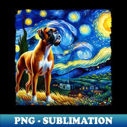 starry boxer dog portrait - pet portrait