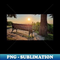 park bench in summer sunset - decorative sublimation png file
