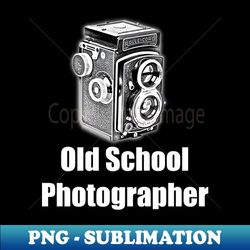 old school photographer - white font