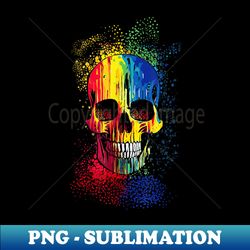 artistic colorful skull wax drip painting style groovy - retro png sublimation digital download