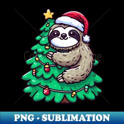 christmas sloth - relaxing on the christmas tree