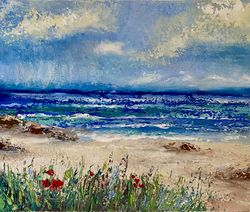 big sur painting beach original art california seascape impasto oil painting