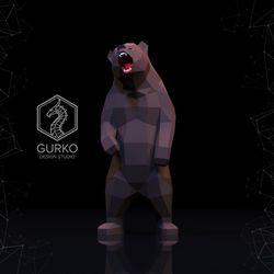 Angry Bear Papercraft, Pdf, Gurko, Pepakura, Template, 3D Origami, Paper Sculpture, Low Poly, DIY Craft