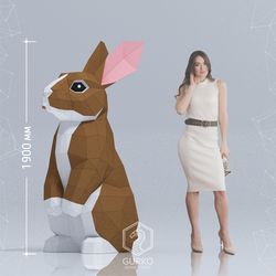 Standing Rabbit (1900 mm) Papercraft, Hare, Pdf, Gurko, Pepakura, Template, 3D Origami, Paper Sculpture, Low Poly, DIY