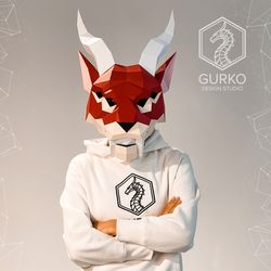 Chimera Mask Papercraft, Cat Mask, Pdf, Gurko, Pepakura, Template, 3D Origami, Paper Sculpture, Low Poly, DIY Craft