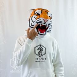 Angry Tiger Mask Papercraft, Pdf, Gurko, Pepakura, Template, 3D Origami, Paper Sculpture, Low Poly, DIY Craft