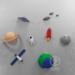 space papercraft, pdf, gurko, pepakura, template, 3d origami, paper sculpture, low poly, diy craft