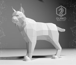 lynx papercraft, pdf, gurko, pepakura, template, 3d origami, paper sculpture, low poly, diy craft