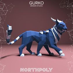 chimera cat papercraft, pdf, gurko, pepakura, template, 3d origami, paper sculpture, low poly, diy craft