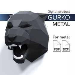 tiger head metal papercraft, dxf, gurko, pepakura, template, 3d origami, weldart, metalart, metal sculpture, low poly