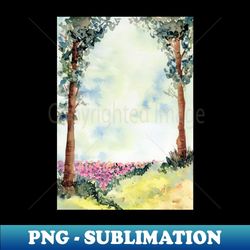 vintage dreamy forest landscape painting - elegant sublimation png download